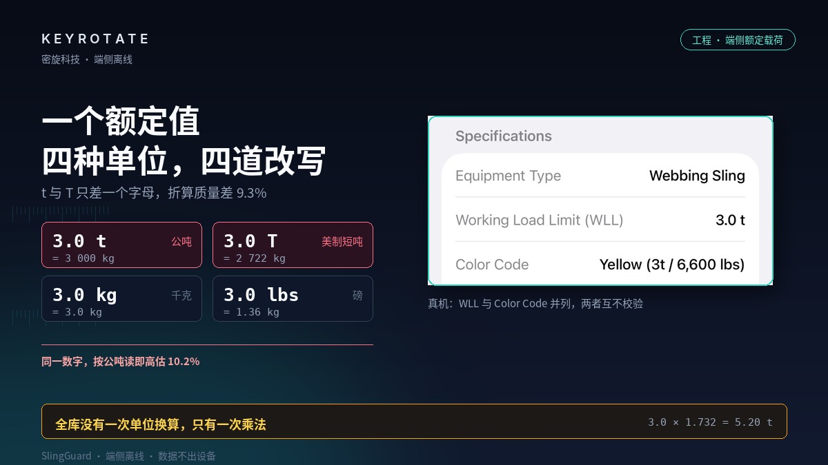 同一个 3.0：吊具额定载荷的单位、位数与折减落点