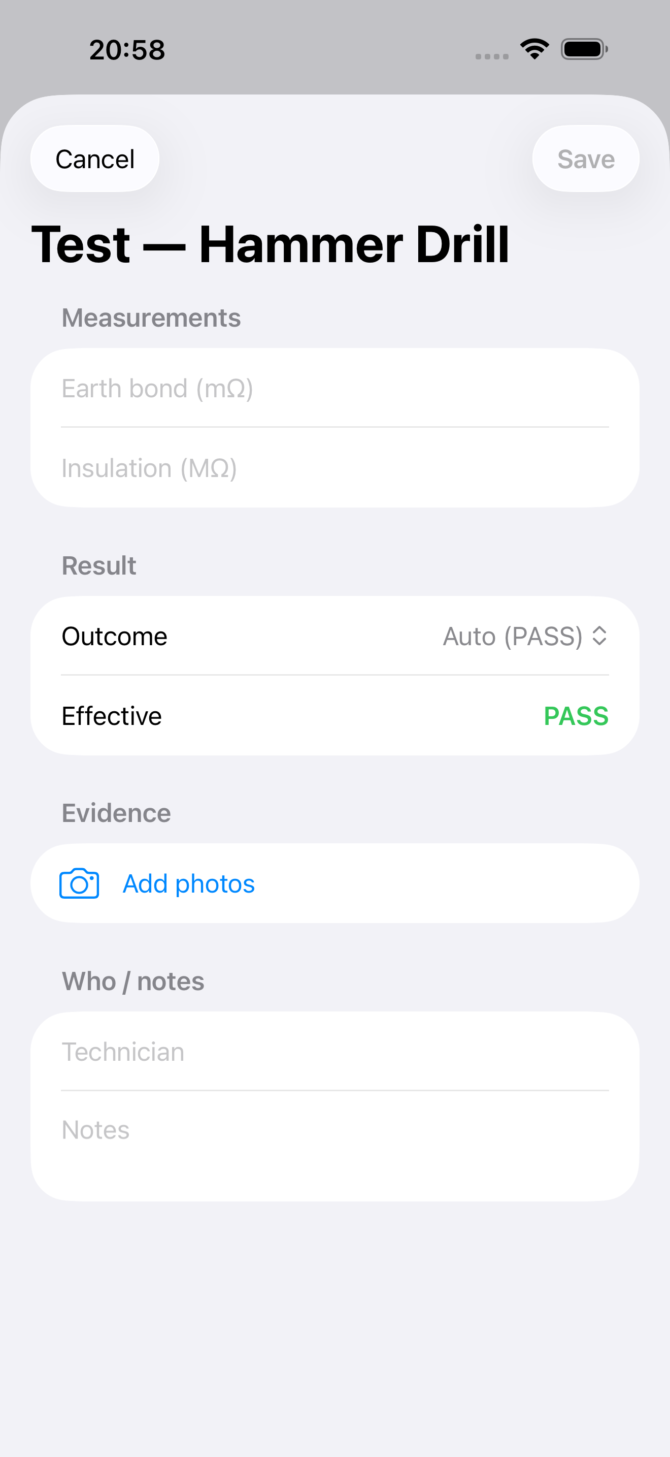 Test entry